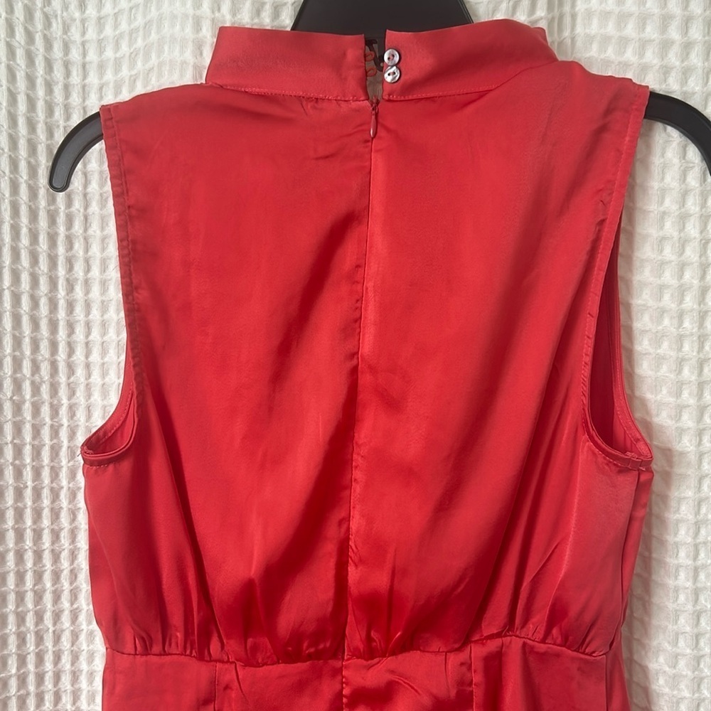 NWT She + Sky Sleeveless Satin Silk Dress with Twist Front High Neck Band Detail - Picture 6 of 9